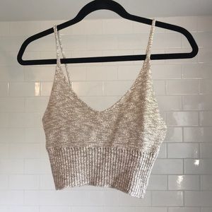 Crocheted Cream & Tan Crop Top